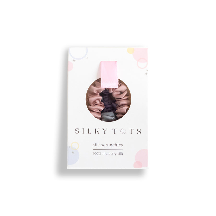 Silk Scrunchies - Blush + Grey